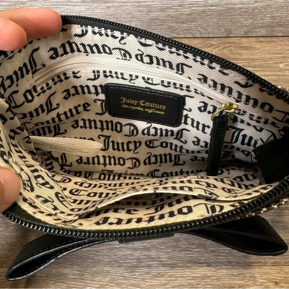 Juicy Couture Peek A Bow crossbody bag Black Gray Gold Tone hardware - Picture 10 of 14